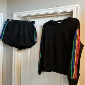 Black Set with Colorful Sequin Stripes